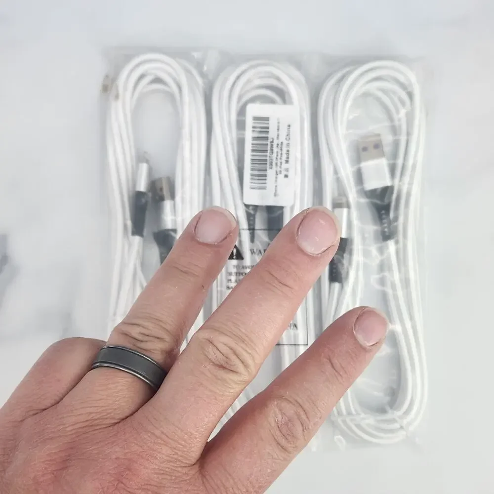 Pack of 3 Lightning Charging Cables, White 10 Ft Braided Cord